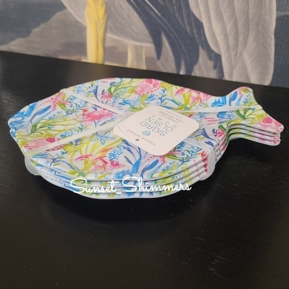 4 Sigrid Olsen Melamine Ocean Sealife Fish luncheon Plates crab turtle Starfish - Picture 3 of 8